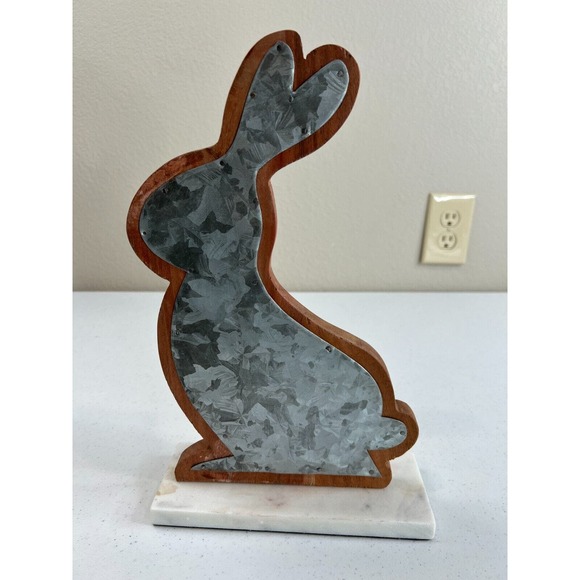 Home Decorative Blue Cut-Out Wooden Tabletop Bunny Rabbit Figurine‎ - Picture 1 of 10
